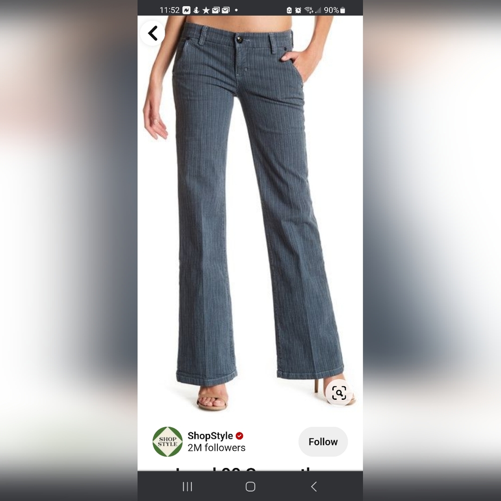 NWT Level 99 Indigo Stripe "Samantha" Classic Flare Leg Trousers Size:27 & 28